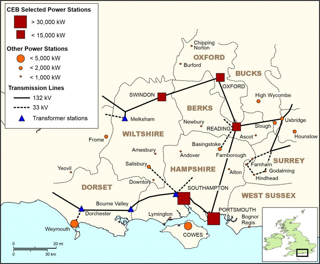 Map of S England national grid