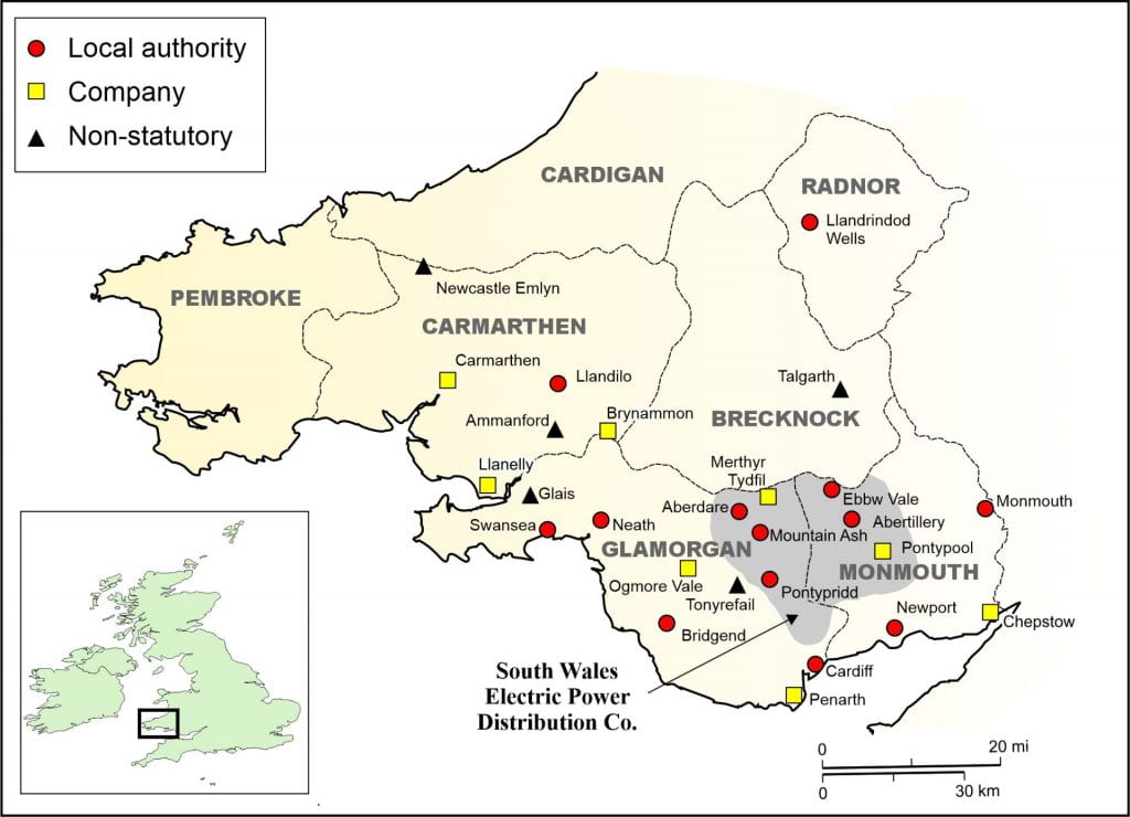 Sw Wales map of local authorities, companies and non-statutory